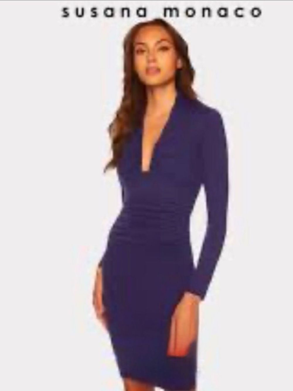 NWT Susana Monaco Purple Floret Gathered Ling Sleeve Dress Large